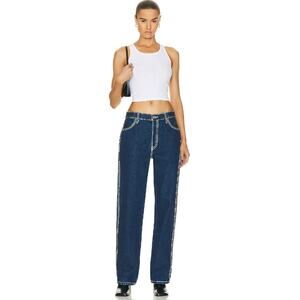 RE/DONE Womens Loose Long Jeans 26 US 2 Blue Chunky Stitch Indigo High Rise NWOT